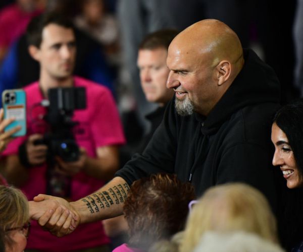 John Fetterman greets supporters 