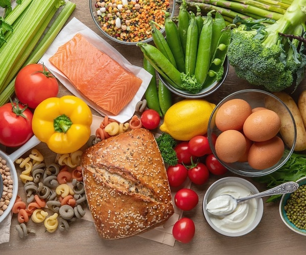 whole foods including grains, vegetables, fruits