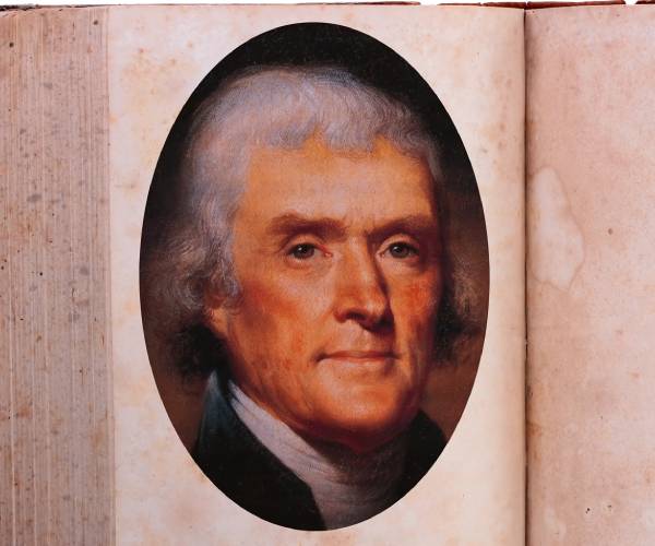 a picture of thomas jefferson in the pages of a book