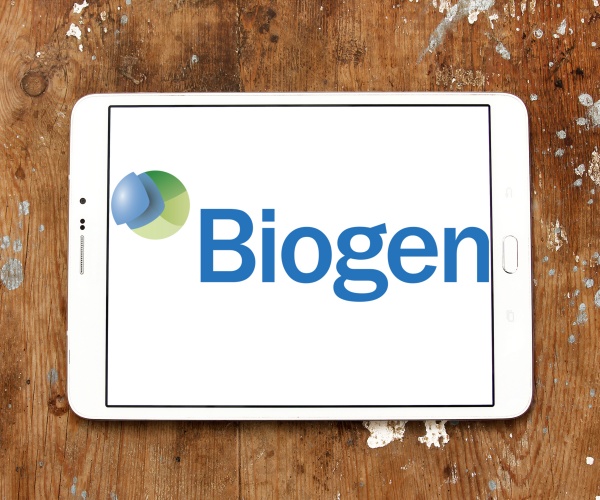 Biogen logo on tablet screen