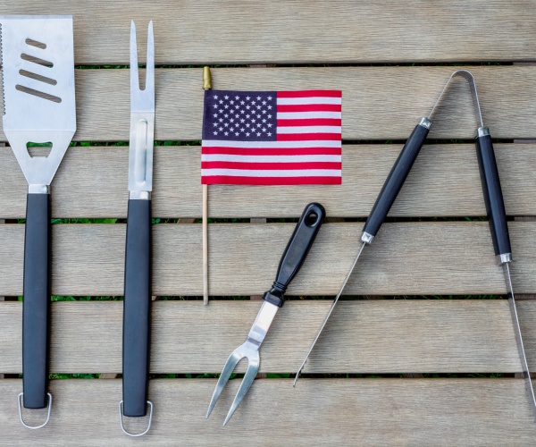 grilling food tools, American flag