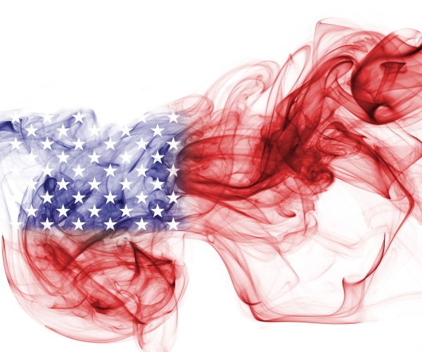 united states flag smoke, united states flag isolated on a white background