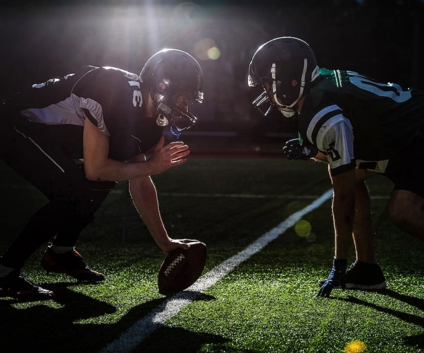 college football players on field