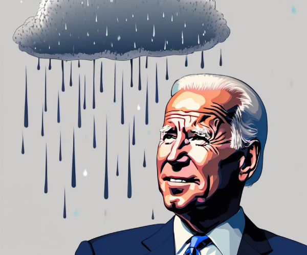 joe biden with a rain cloud over him