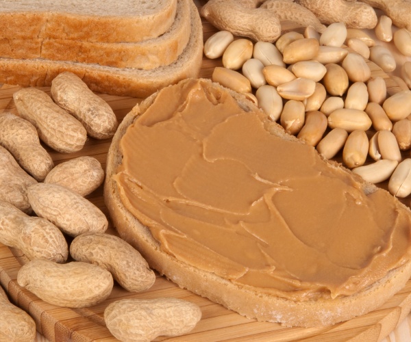 peanuts, peanuts in shell, peanut butter on bread