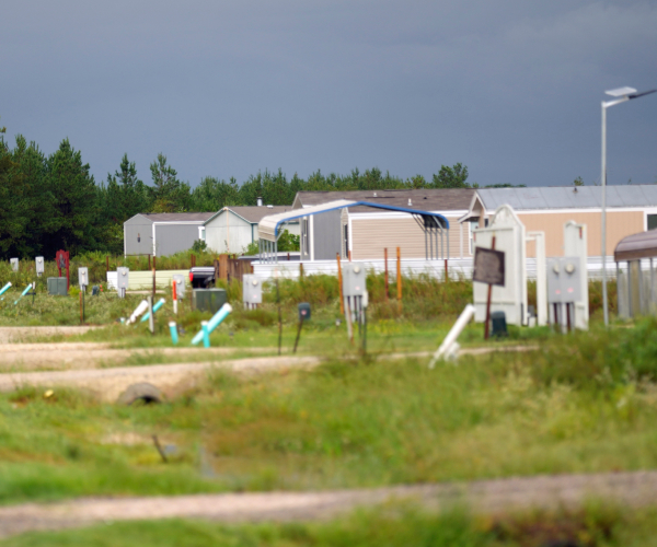 a row of mobile homes