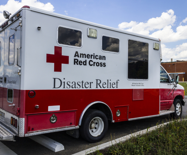 a red cross disaster relief truck