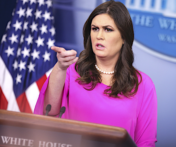 sarah sanders points and calls on a reporter during a daily white house press briefing