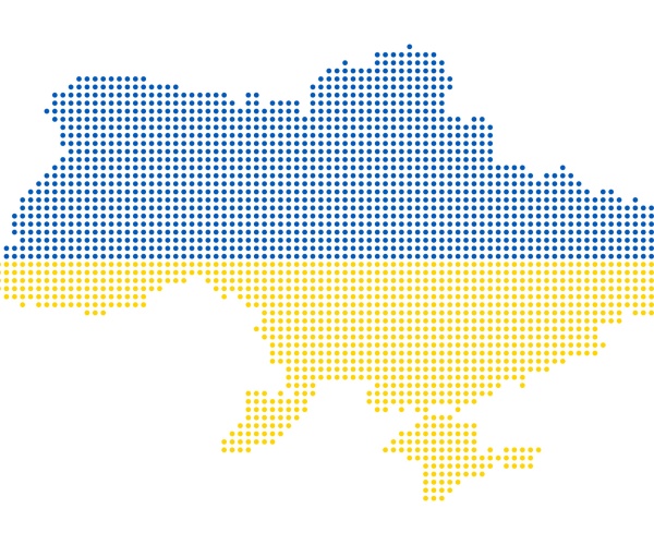 ukraine country map made from abstract halftone dot pattern