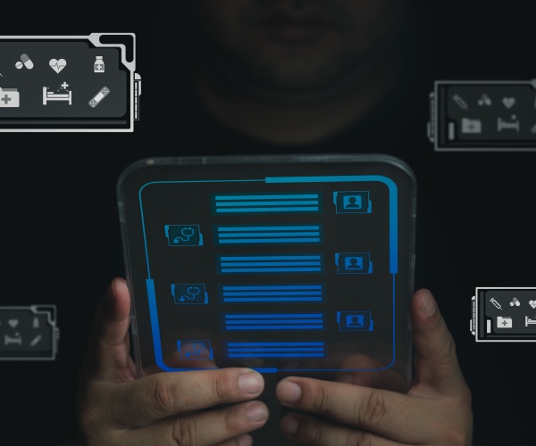 man looking at screen for health advice