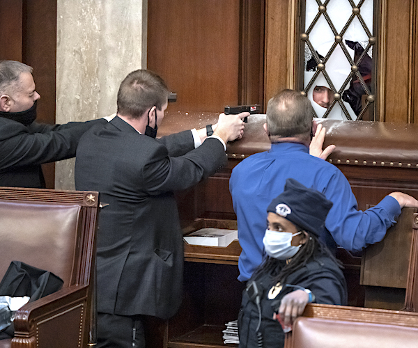 Troy Nehls dramatically urges Capitol trespassers to back down as security officers hold up protesters at gunpoint