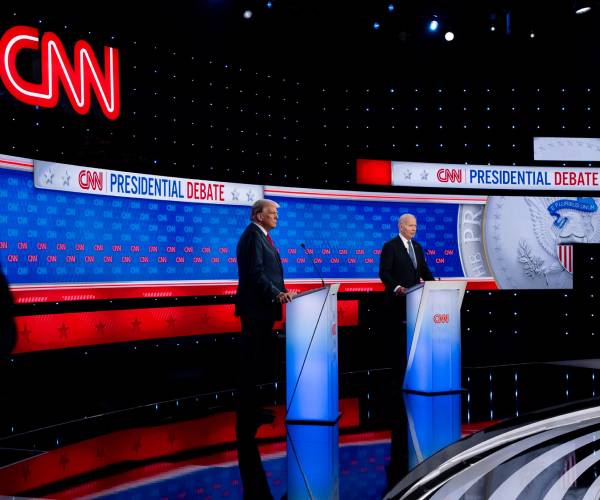 donald trump and joe biden on the debate stage