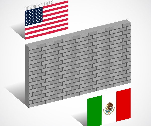 united states mexico border wall concept 