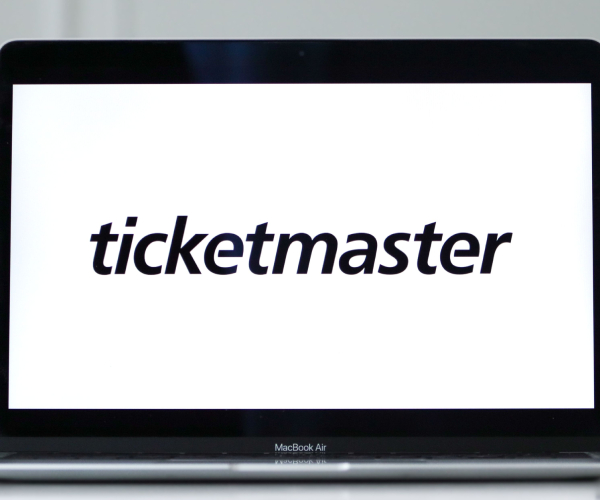 the ticketmaster logo on a laptop computer screen