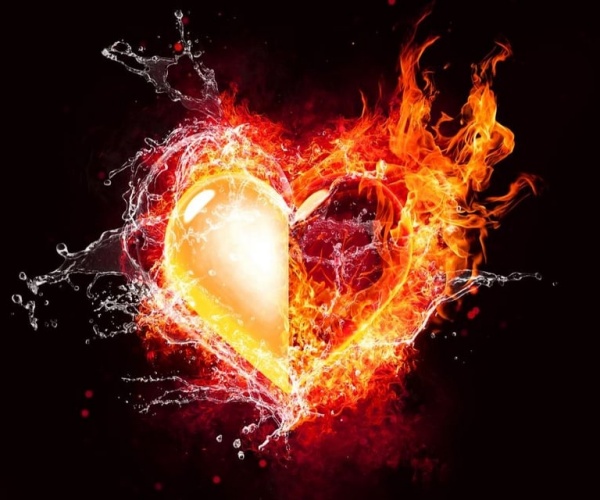 illustration of a heart on fire from heat