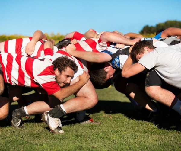 rugby players in a game