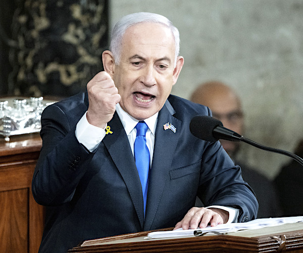 Israeli Prime Minister Benjamin Netanyahu speaks before a joint session of congress boycotted by many democrats