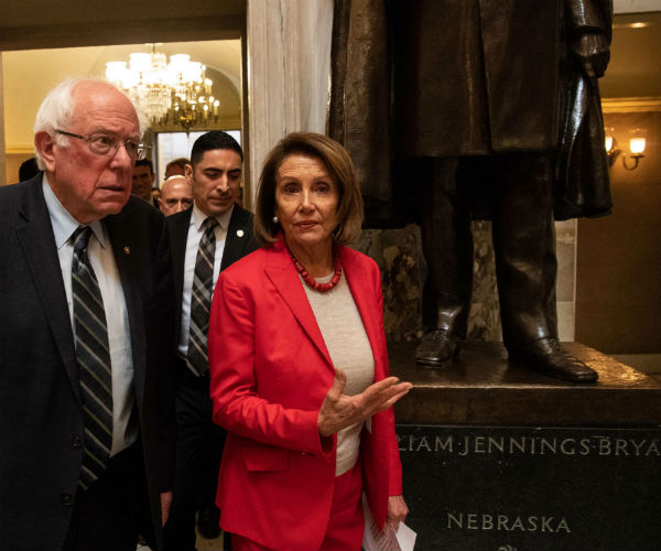 us house speaker nancy pelosi and senator bernie sanders of vermont 