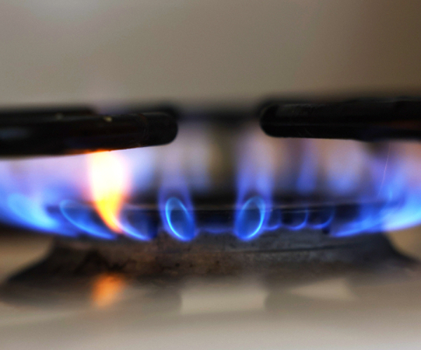 flame on the eye of a gas stove