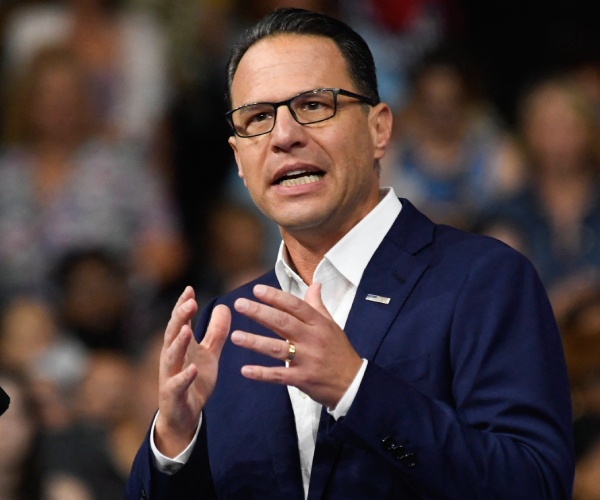 josh shapiro speaking at a campaign rally