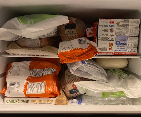 frozen foods in home freezer