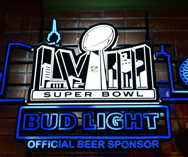 a bud light super bowl neon sign