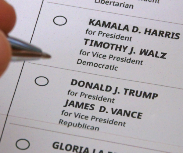 presidential ballot with harris walz and trump vance as choices