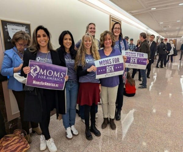 Supporters of RFK Jr. in hall outside of confirmation hearings