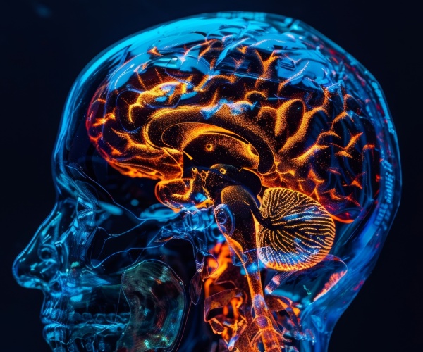 brain image with different areas lit up