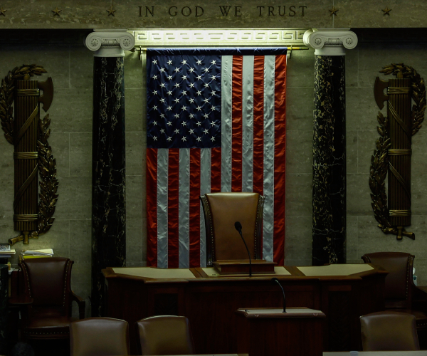 the house speakers chair sitting empty