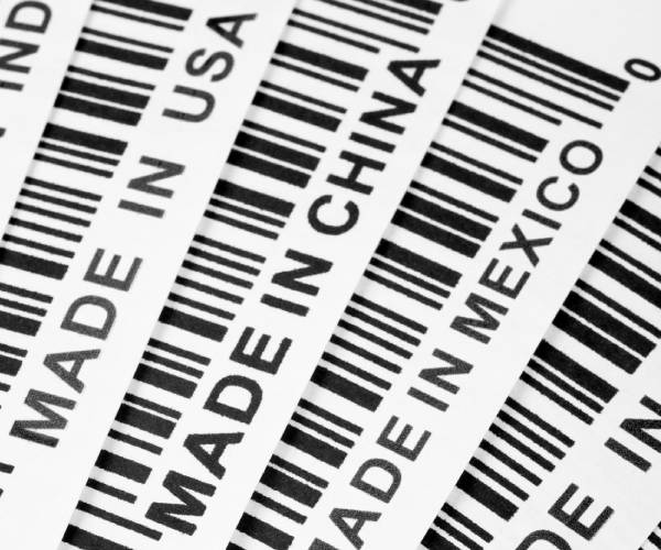 bar codes with made in u s a made in mexico made in china and more on them