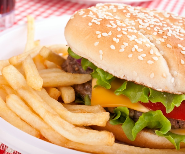 cheeseburger and french fries