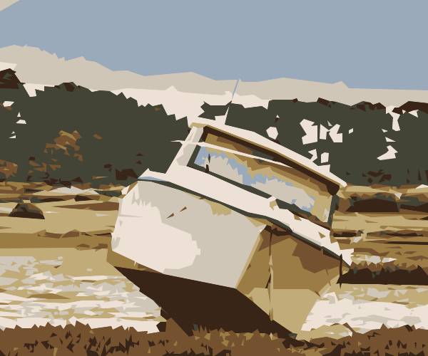 a grounded boat as a result of a low tide