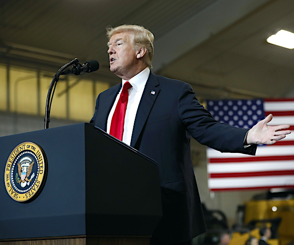 former president donald trump exults during a news conference