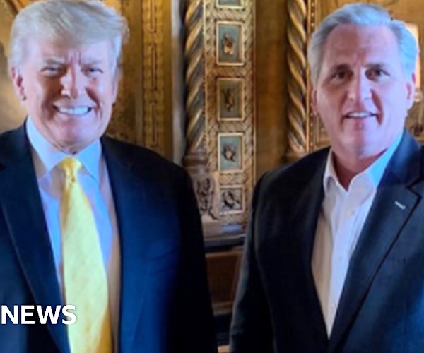 Donald Trump and Kevin McCarthy smile