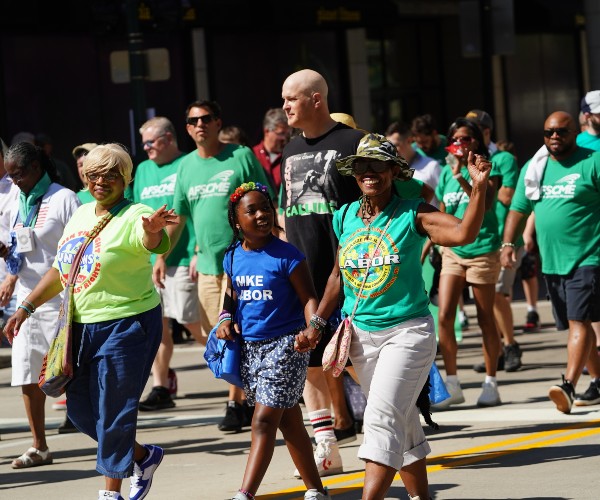 labor unions march in the badger state of the united states during a labor day holiday