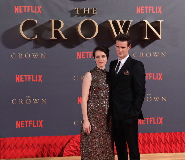 Claire Foy and Matt Smith attend a premier 