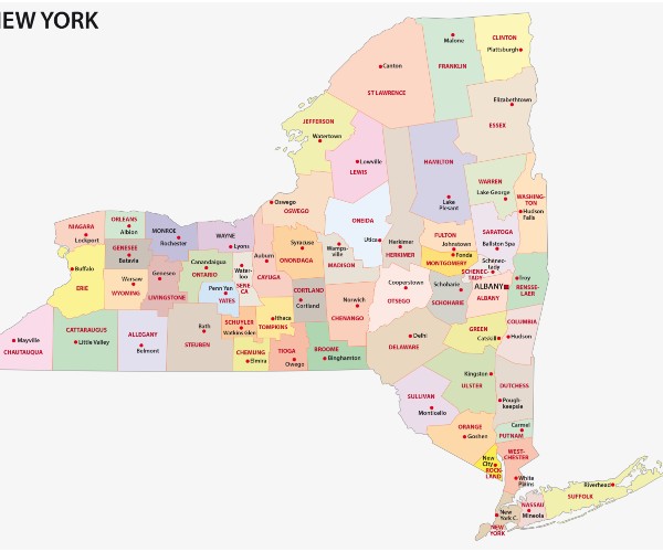 new york political and administrative map 