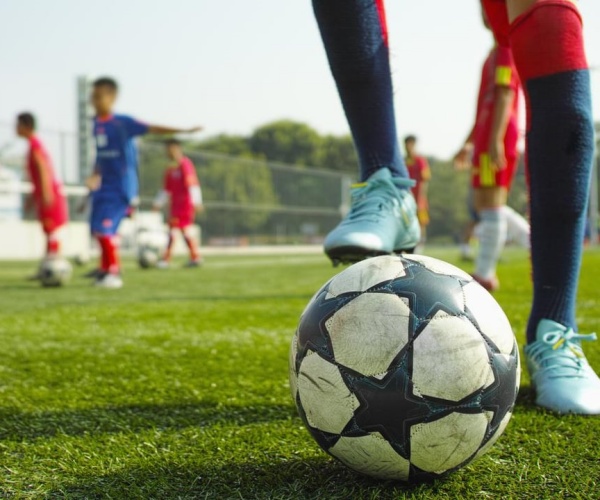 children playing a soccer game