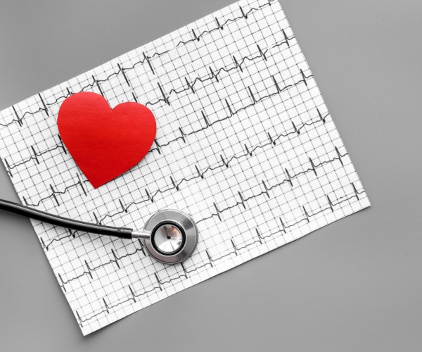 red heart, ekg printout