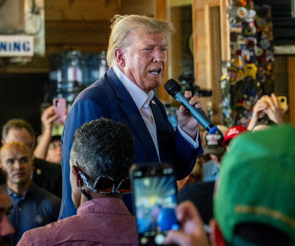 former us president donald trump in des moines iowa  