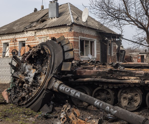 Damaged house in malaya rohan ukraine