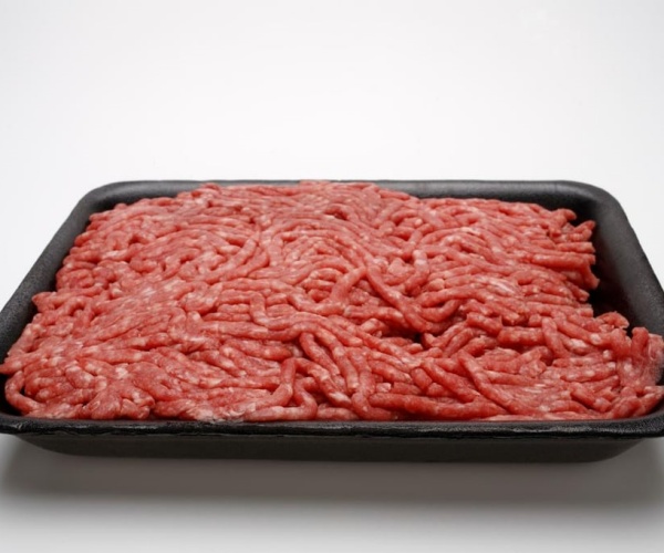 ground beef in plastic package