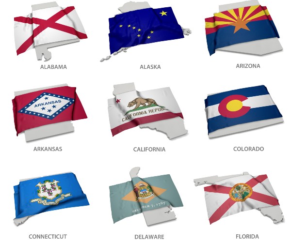 selected states and their flags