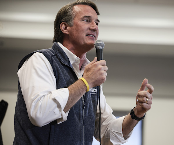 Virginia GOP gubernatorial candidate Glenn Youngkin speaks to a town hall