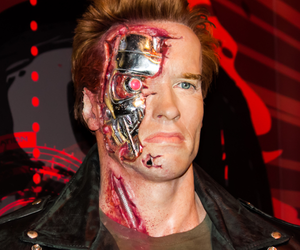 a wax figure of arnold swartzenegger as the terminator tee eight hundred