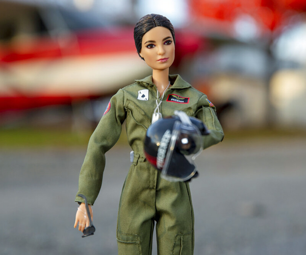 mattel's female us navy aviator barbie doll is pictured