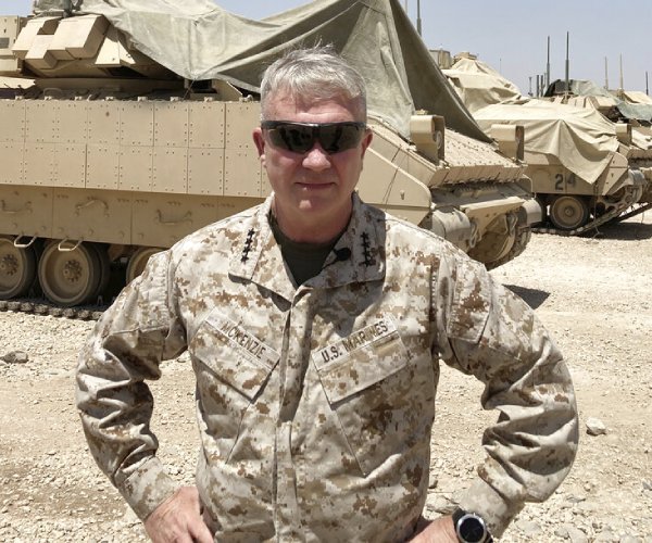 marine gen. frank mckenzie speaks to the media in syria in 2021