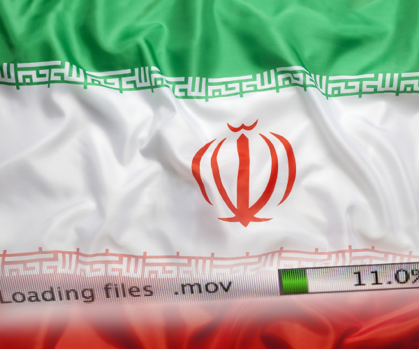 iranian flag with graphic at bottom of files loading