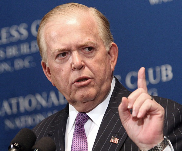 lou dobbs points while speaking